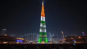 Indian Independence Day 2025 Burj Khalifa Shines in Tricolour